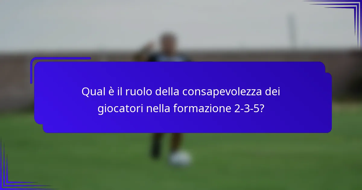 Qual è il ruolo della consapevolezza dei giocatori nella formazione 2-3-5?